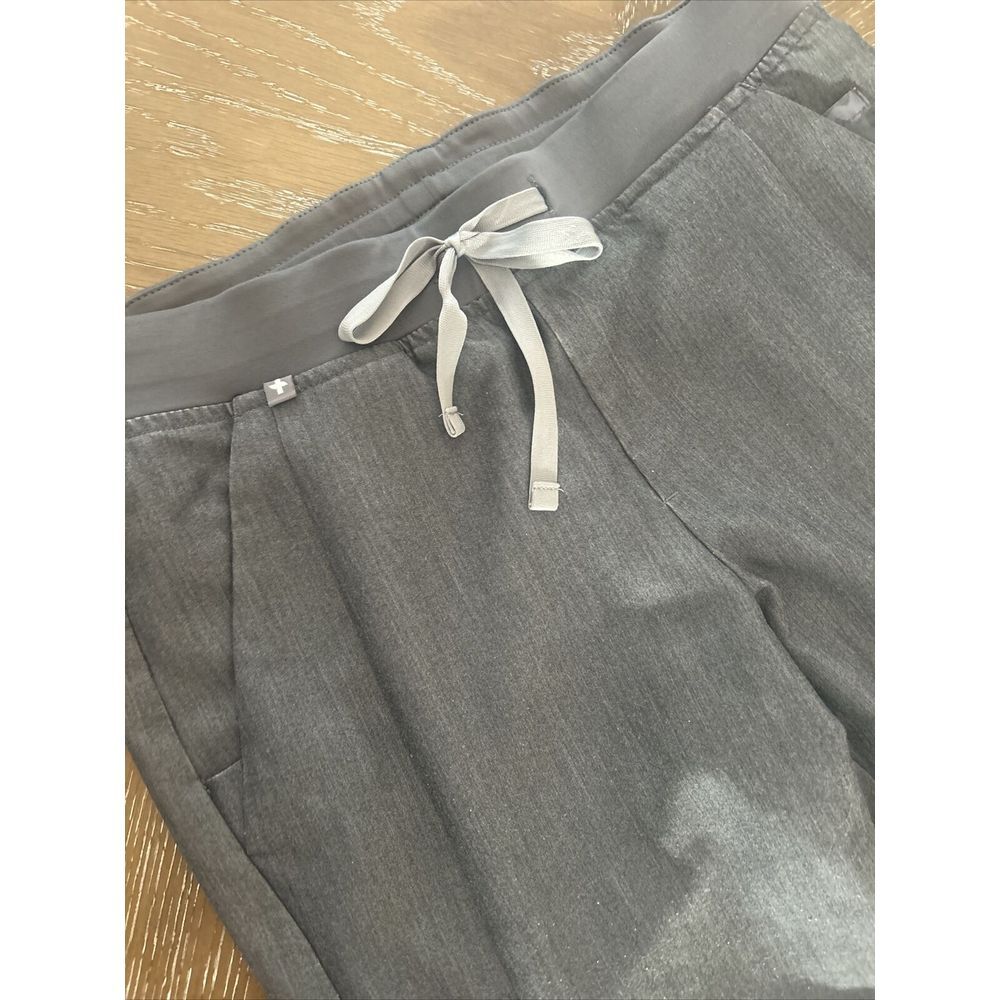 FIGS Technical Collection SMALL Zip JOGGER Scrub Pants Pockets Gray Drawstring